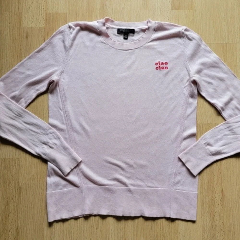 Banana Republic Pink Silk‎ Cotton knit Long sleeve Crewneck Sweater XS